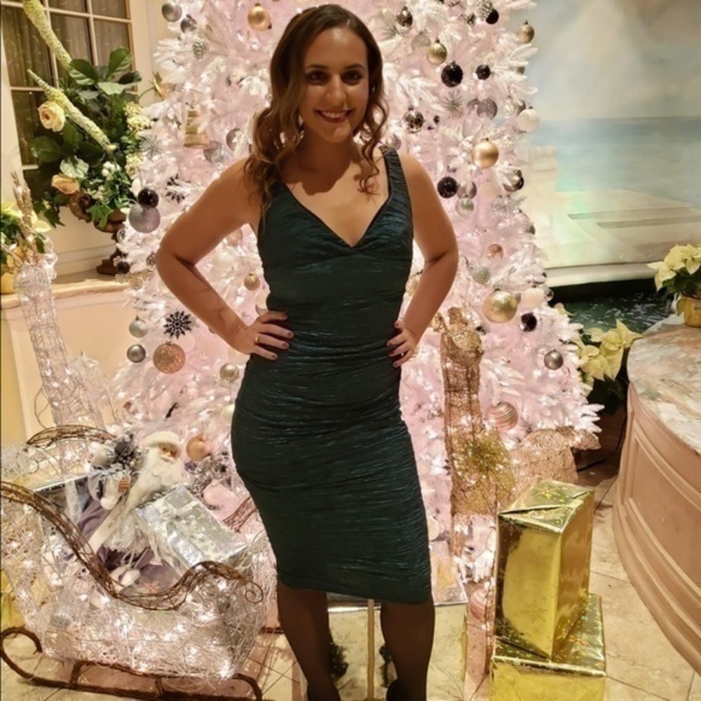 Xscape by Joanna Chen Green‎ Stretch Midi Dress 2